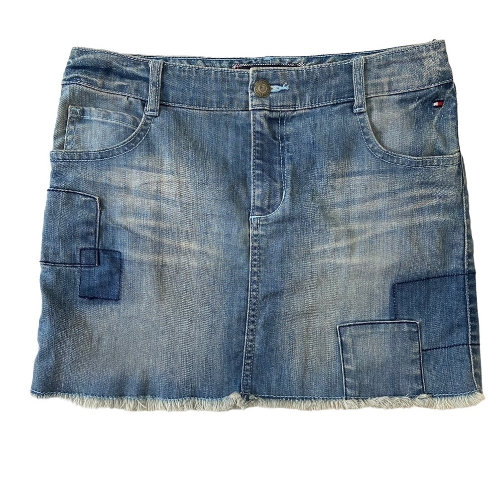 Tommy Hilfiger denim mini skirt light-wash blue patchwork youth 14/X-Small ladie